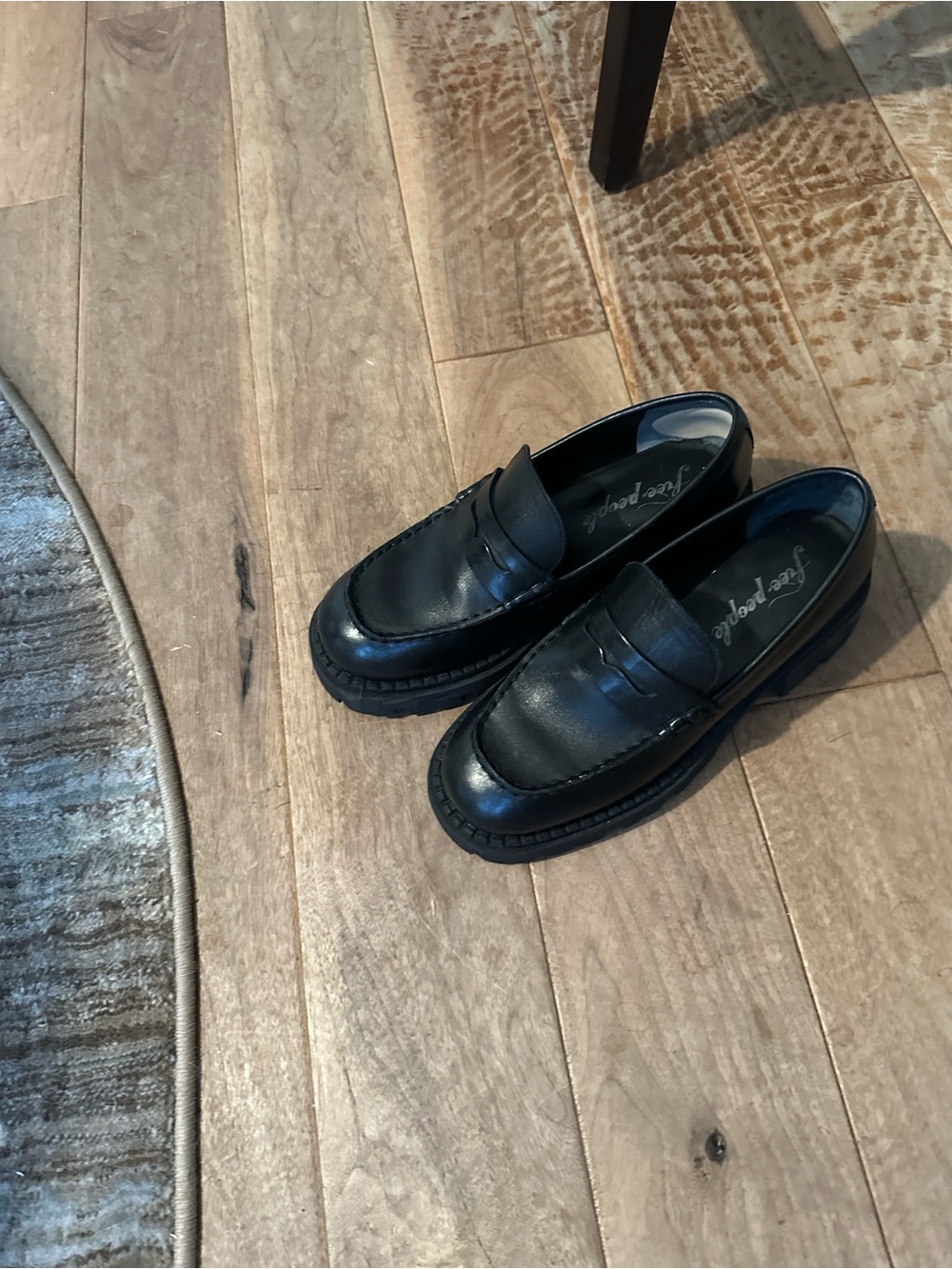 Free People Black Leather Penny Loafers - Women's Flats